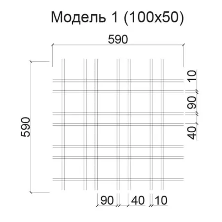 Грильято Нестандартная ячейка Модель 1 ячейка 100х50мм, металлик, высота 40 мм, ширина 10 мм