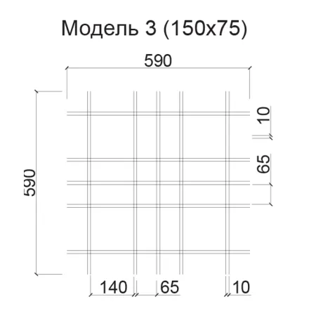 Грильято Нестандартная ячейка Модель 3 ячейка 150х75мм, металлик, высота 40 мм, ширина 10 мм