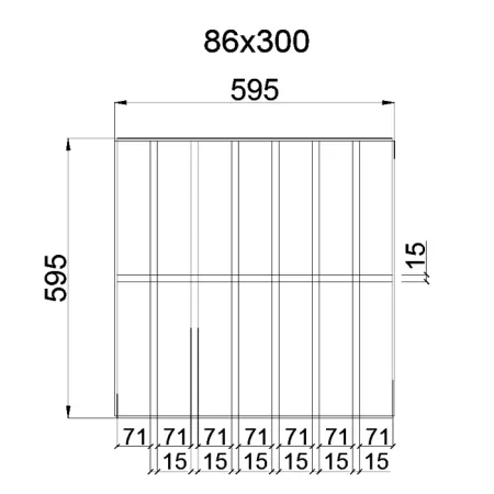 Грильято GL-15 Жалюзи ячейка 86x300, высота 37 мм, ширина 15 мм, черный оцинк.