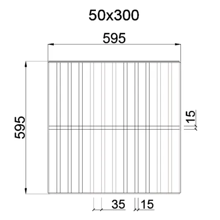 Грильято GL-15 Жалюзи ячейка 50x300, высота 37 мм, ширина 15 мм, графит матовый