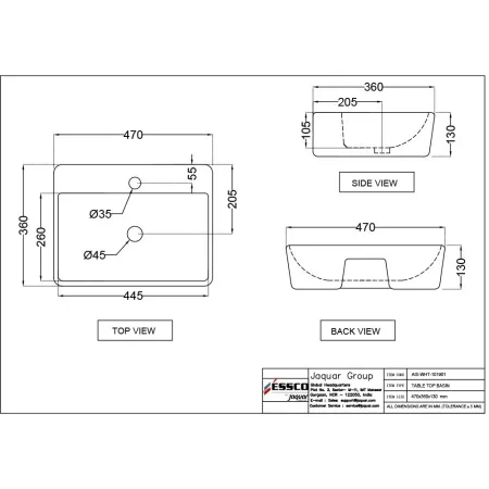 Раковина Essco Aspire AIS-WHT-101901 Белая