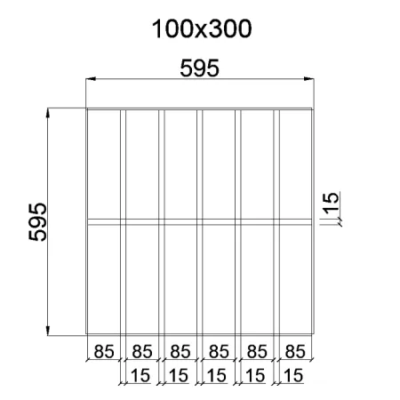 Грильято GL-15 Жалюзи ячейка 100x300, высота 47 мм, ширина 15 мм, металлик
