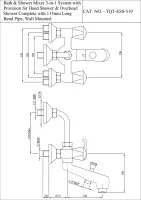 Смеситель для ванны и душа 3-в-1 с ручным и верхнем душем Essco Tropical TQT-CHR-519 Хром